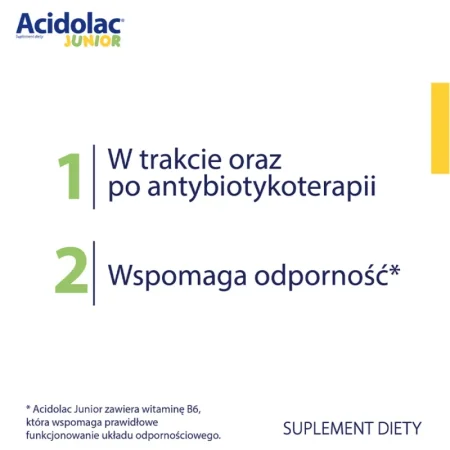 Acidolac Junior wsparcie mikroflory jelitowej i odporności dzieci 20 misio-tabletki smak czekoladowyi