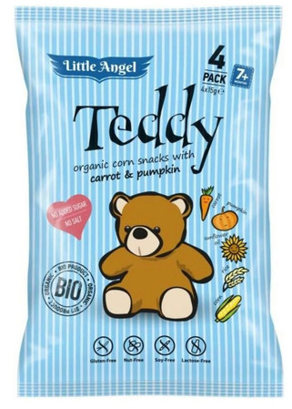  Little Angel − Teddy, chrupki kukurydziane marchew dynia − 4 x 15 g