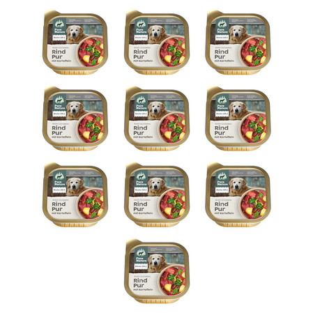 Zestaw 10x PURE NATURE DOG Senior Rind Pur - wołowina z ziemniakami i algami dla psa seniora (150g)