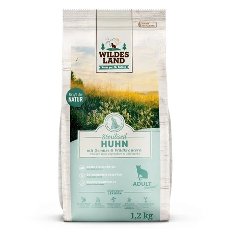 WILDES LAND CAT Huhn sterilised - karma dla sterylizowanych kotów (1,2kg)