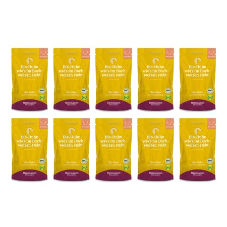 Zestaw 10x HERRMANN'S MANUFAKTUR Selection Dog Bio Huhn - bio kurczak z koprem włoskim (150g)