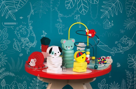 Janod Stolik edukacyjny duży drewniany Baby Forest