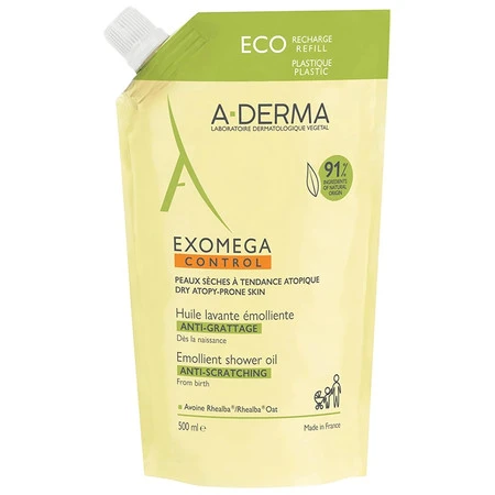 A-Derma, Exomega Control, Olejek emolient pod prysznic EKO uzupełnienie 500 ml