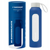 Wessper Butelka na wodę szklana motywacyjna z miarką BOROSILICATE granatowa 500 ml