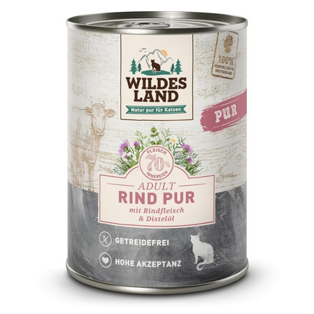 WILDES LAND CAT Pur Rind - wołowina z olejem z krokosza (400g)