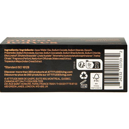 Attitude SUPER LEAVES, Mydło w kostce do ciała, dla mężczyzn - Paczul i bourbon, 113 g
