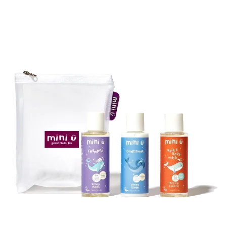 Mini U podróżny zestaw kosmetyków dla dzieci z kosmetyczką travel set od 1.dnia życia 3x100ml