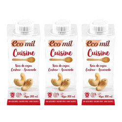 Zestaw: 3x EcoMil − Krem do gotowania bez cukru bezgl. BIO − 200 ml