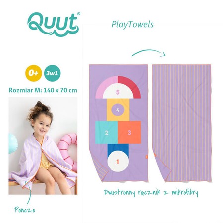 QUUT Dwustronny ręcznik plażowy PlayTowels M (140 x 70cm) Hopscotch