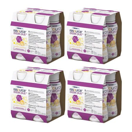 Zestaw 4x RESOURCE Diabet Plus smak wanilia 4 x 200ml