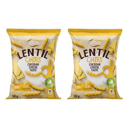 Zestaw 2x Chipsy z czerwonej soczewicy o smaku sera Cheddar 100 g