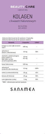 Sanamea Beauty Care Kolagen z kwasem hialuronowym 60 kaps.
