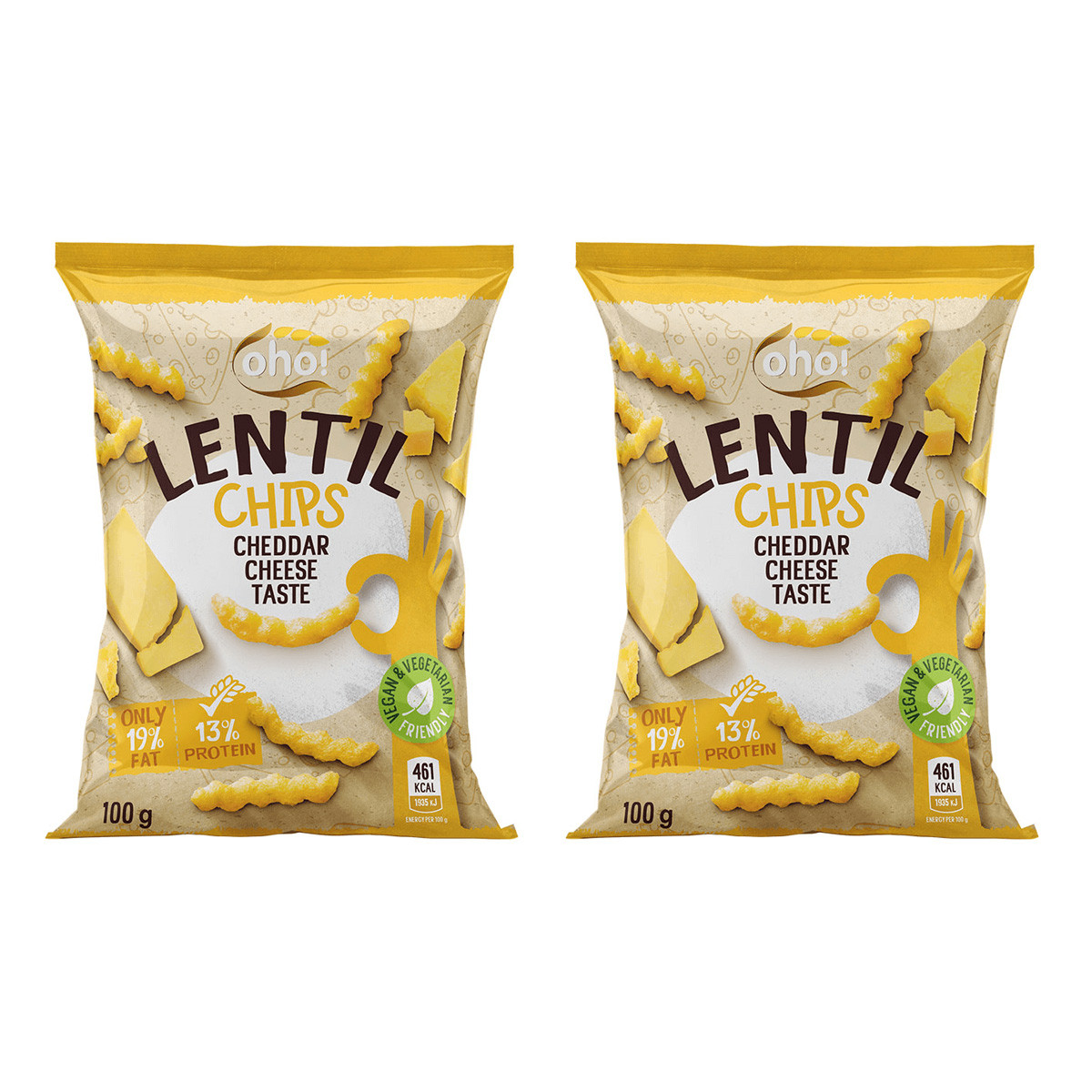 Zestaw 2x Chipsy z czerwonej soczewicy o smaku sera Cheddar 100 g - Nabea.pl