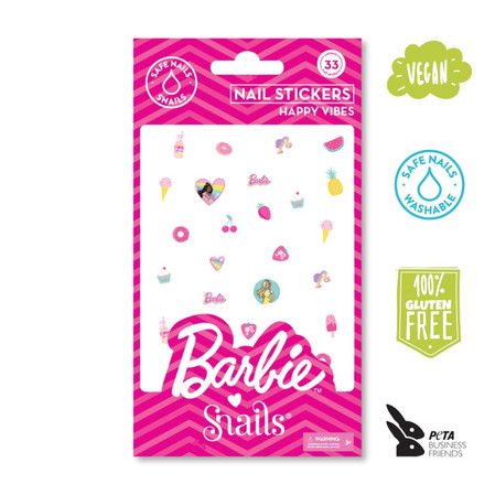 Snails, Naklejki na paznokcie dla dzieci Barbie, Happy Vibes, 28 naklejek