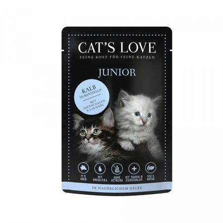 Zestaw 10x CAT'S LOVE Junior Kalb - cielęcina w naturalnej galaretce (85g)