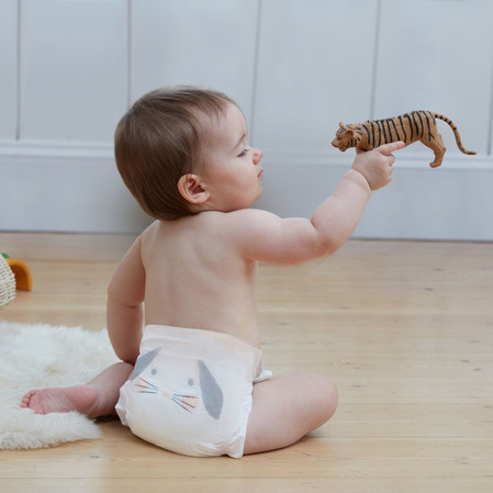 Kit & Kin, Pieluszki Jednorazowe 3 Maxi (6-10 kg), Miś/Króliczek, 32 szt.