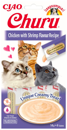INABA Cat Churu Chicken Shrimp Krem Kurczak Krewetki 4x14g