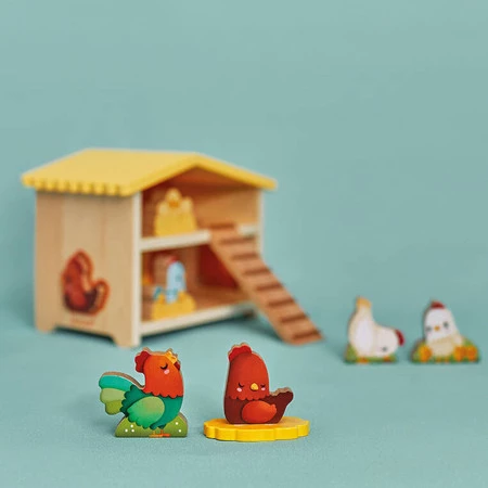 Janod Drewniany domek Farma Mój pierwszy kurnik 18 m+