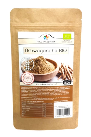 PIĘĆ PRZEMIAN Ashwagandha bezglutenowa BIO 150g