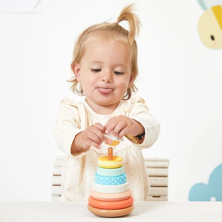 Janod Układanka piramida drewniana Gniazdko Pure 12 m+