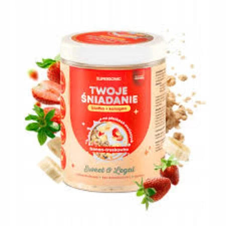 SUPERSONIC TWOJE ŚNIADANIE białko + kolagen o smaku banan-truskawka 420 g