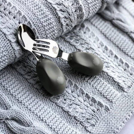 Nana's Manners, ETAP 2, Sztućce do samodzielnego jedzenia, widelec i łyżka, szare, 1-3 lat