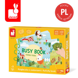 Janod Książeczka z zadaniami Busy Book Farma 3+ (wersja polska)