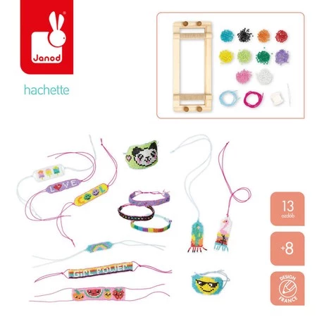 Janod Zestaw kreatywny do tworzenia biżuterii z koralików na krośnie tkackim 8+