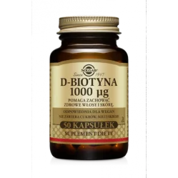 Solgar D-Biotyna 1000 mcg wsparcie dla włosów, skóry i paznokci 50 kaps. vege