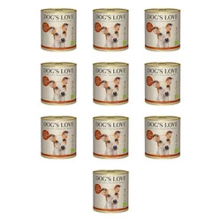 Zestaw 10x DOG'S LOVE BIO RIND - ekologiczna wołowina z ryżem, cukinią i jabłkiem (800g)