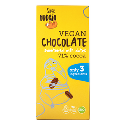 Super Fudgio - Vegańska czekolada słodzona daktylami z 71% kakao, bio, bez glutenu - 80 g 
