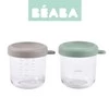 BEABA Zestaw pojemników słoiczków szklanych z zamknięciem 2 x 250 ml Sage green/Gazelle