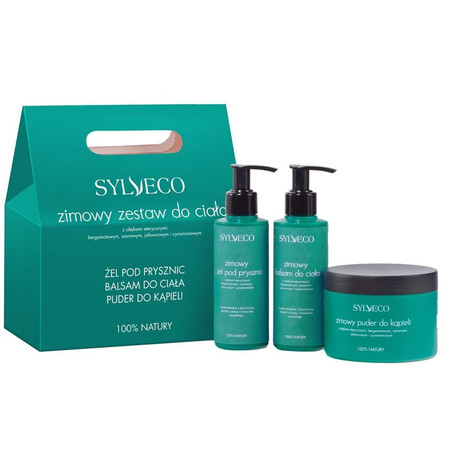  Sylveco - Xmas Zestaw Zimowy do ciała o zapachu świątecznej choinki, baslam do ciała 150ml+żel pod prysznic 150ml+puder do kąpieli 150g
