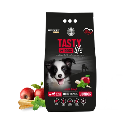 Tasty Dogs Life Karma dla szczeniąt z wołowiną 12 kg, średnie i duże rasy