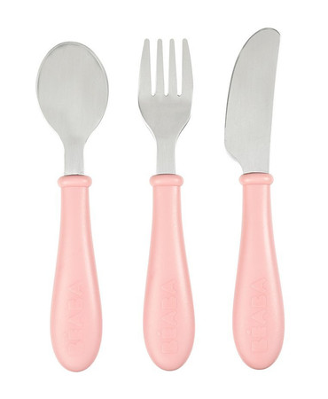 Beaba, Sztućce ze stali nierdzewnej 12 m+ Old Pink