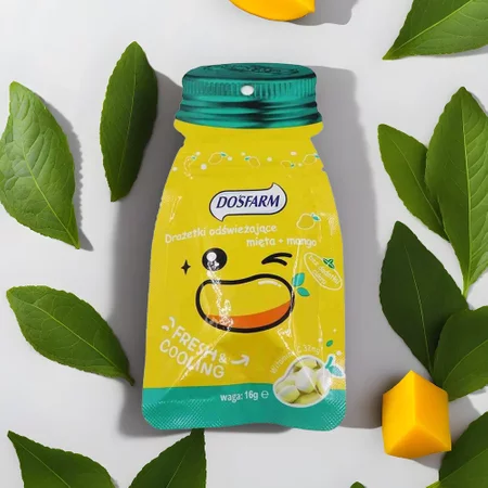 Dosfarm − Drażetki odświeżające mięta + mango − 16 g