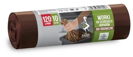 ANNA ZARADNA Worki na śmieci do segregacji odpadów BIO 120L 1op.-10szt. brązowe