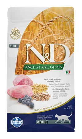 N&D ANCESTRAL GRAIN  Karma dla Kota Jagnięcina, Orkisz i Borówka ADULT 1.5KG