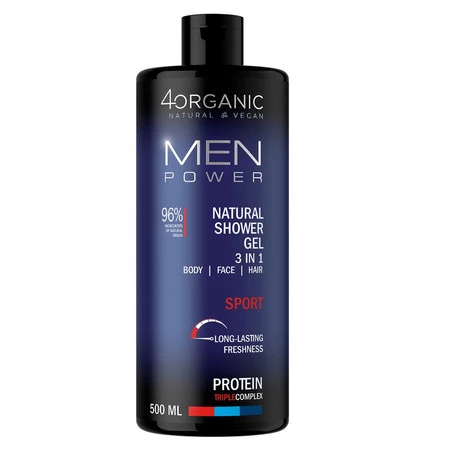 4Organic Naturalny żel pod prysznic 3w1 Men Power Sport 500ml