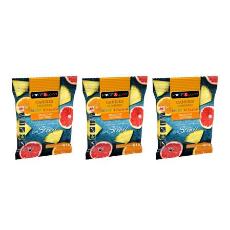 Zestaw: 3x Pure & Good Cukierki multivitamin ze stewią bez cukru 50g
