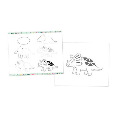 Janod Zestaw kreatywny Rysowanie krok po kroku Dinozaury 20 rysunków 7+