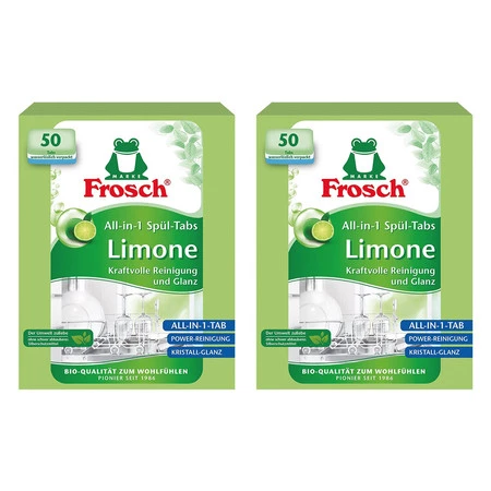 Zestaw 2x Frosch Limonkowe tabletki do zmywarek, 50 szt.