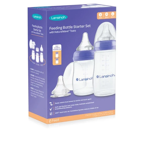 Lansinoh, Zestaw startowy - Butelki do karmienia ze smoczkami NaturalWave, 160 ml + 240 ml