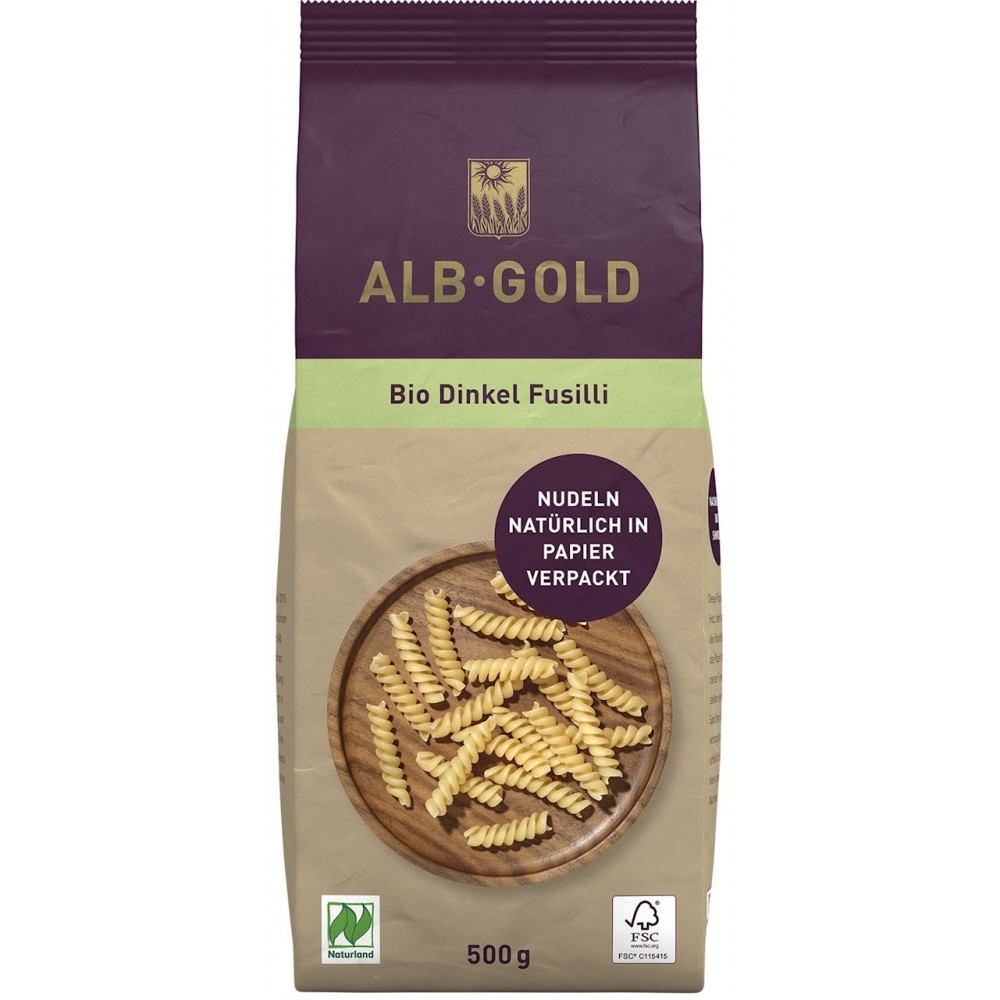 Alb-Gold − Makaron orkiszowy świderki BIO − 500 g - Nabea.pl