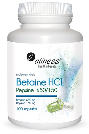 Alienss Betaina HCL z Pepsyną 650/150 x 100 VEGE kaps.