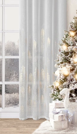 Firana gotowa z błyszczącym nadrukiem rozm.: 140 x 250 cm, kolor: biały