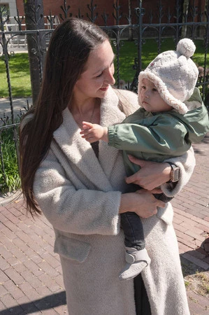 Lodger Dwuwarstwowa zimowa czapeczka z polaru jasnobeżowa Fleece Birch 0-3 m