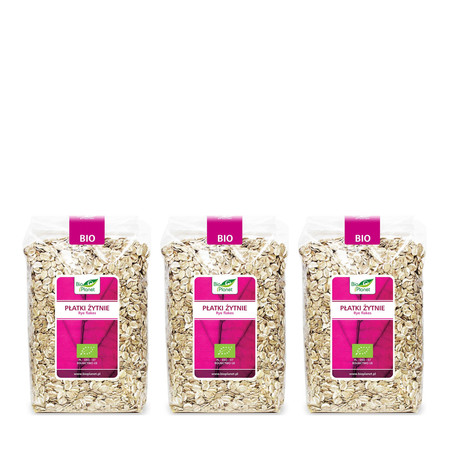 Zestaw: 3x PŁATKI ŻYTNIE BIO 600 g - BIO PLANET