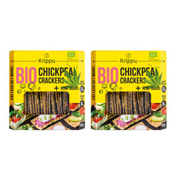 Zestaw: 2x KRAKERSY PROTEINOWE Z CIECIERZYCY Z NASIONAMI KONOPI BIO 80 g - KRIPPU
