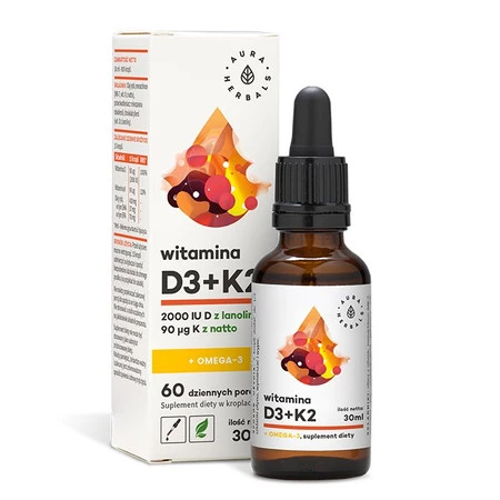Aura Herbals - Witamina D3 + K2 + Omega-3 w kroplach 30 ml
